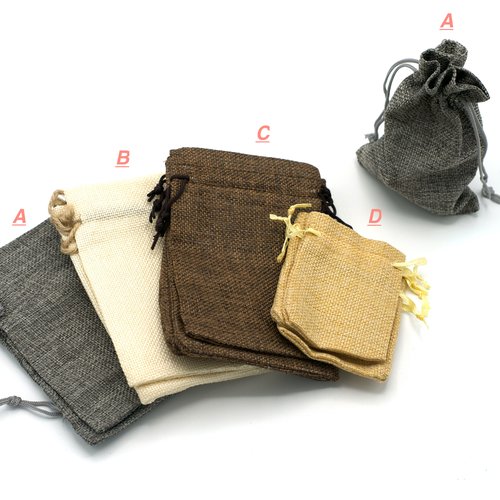4  pochettes cadeaux en lin unis couleur et dimension au choix