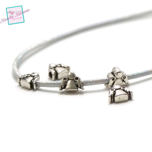 4_10 perles passante argenté pour lanière