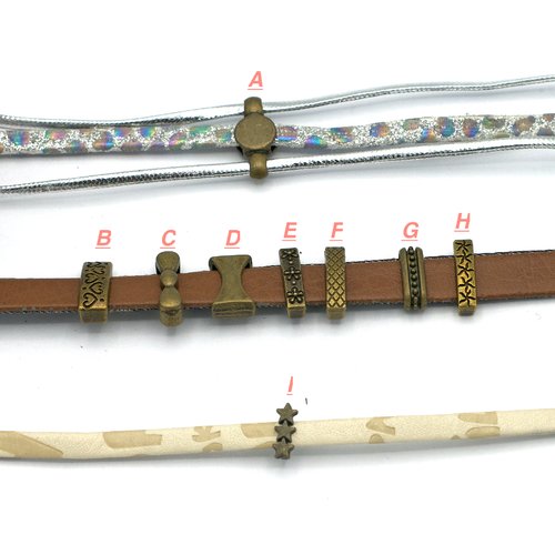 10 perles passante bronze pour lanière