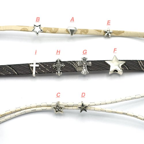 4-20 perles passante argenté pour lanière