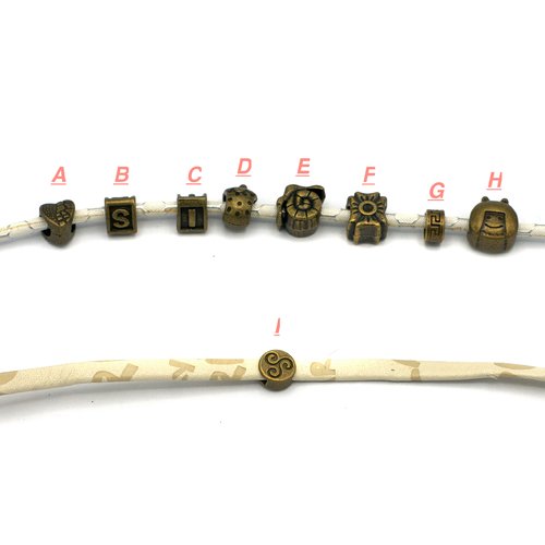 4-20 perles passante bronze pour lanière