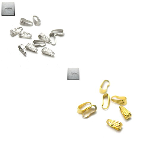 Acier inox: bélières amovibles motif 9x4 mm ,20  acier ou 10 acier doré, steel stainless