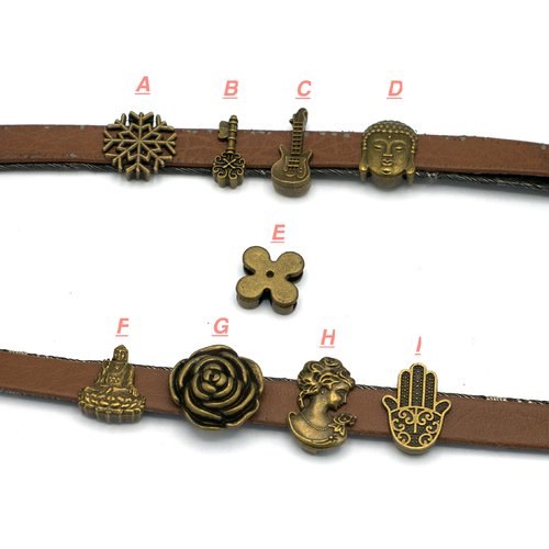 4-10 perles passante bronze pour lanière