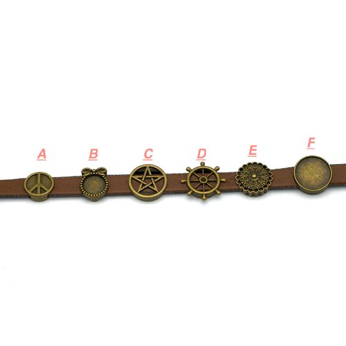 10 perles passante bronze pour lanière