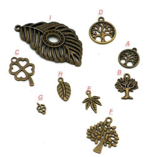 2-20 breloques bronze, divers modèles aux choix