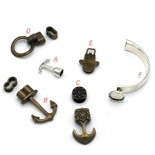 1-4 fermoirs crochet zamak pour lanière ,argenté