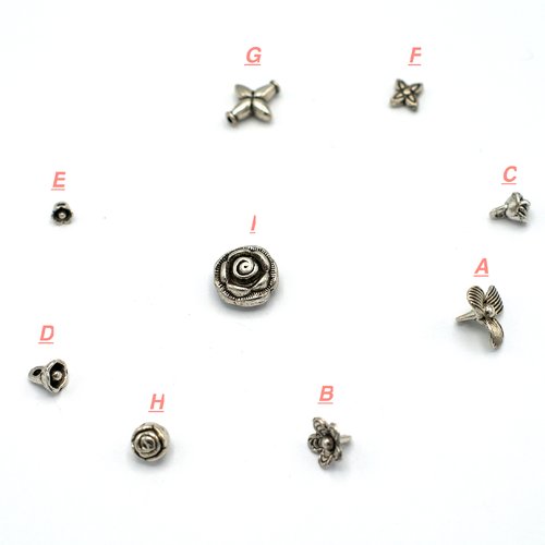 10-50 perles métal intercalaire argenté - fleur