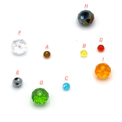 10-20-30 perles cristal "rondelle", couleurs aux choix