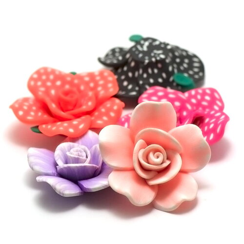 Lot de cabochon fleur polynésienne, camée résine, métal, divers modèles