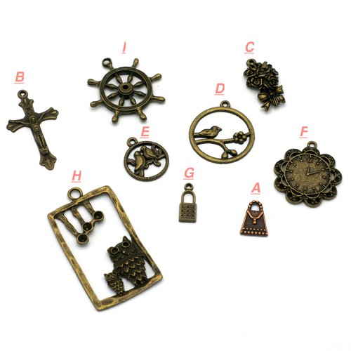 2-20 breloque bronze, divers modèles aux choix