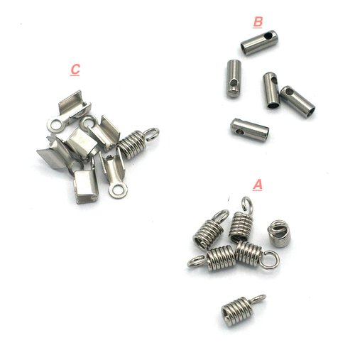 Acier inox: 20 embout tube ressort, lisse, à écraser