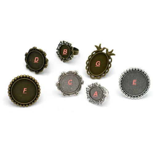 2 supports cabochons bague, divers modèles aux choix