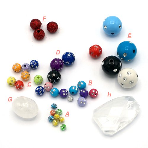 4-50  perles acryliques, divers modèles aux choix