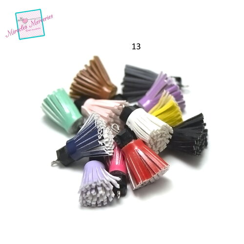 4 pompons en simili cuir cristal cube 25 mm, couleur aux choix ou 10 assortiments