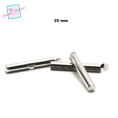 20 embouts tubes de tissage 25 mm, argenté