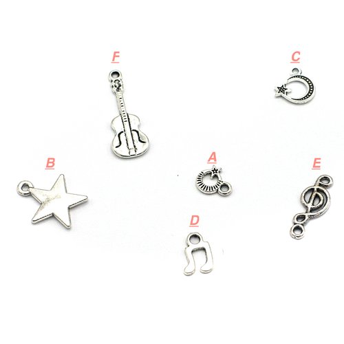 20-50 breloques argenté, divers modèles aux choix