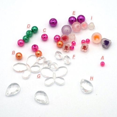 50-200 perles en verre acrylique, effet gomme, différents tailles et couleurs aux choix