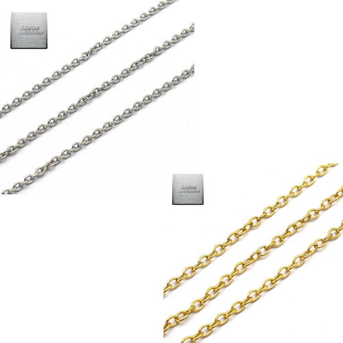 Acier inox: 1 m chaîne "oval 5x4 mm" en acier inoxydable couleur au choix , steel stainless 012