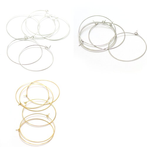 20 créoles à pointes 40 mm support boucle d'oreille, 3 couleurs au choix