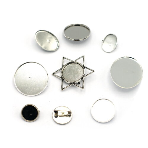 Lot de broches support cabochon argenté