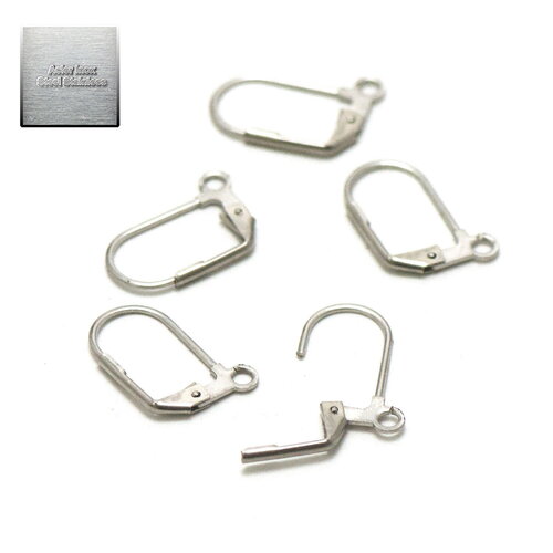 Acier inox: 10 crochets dormeuses "demi-rond" pour boucle d'oreille 12x10 mm