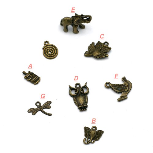 4-20 breloques bronze, divers modèles aux choix