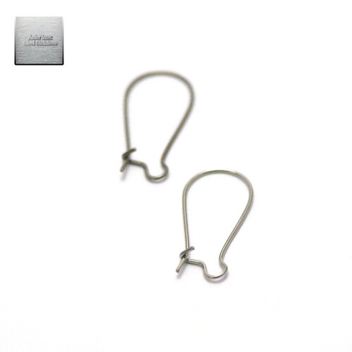 Acier inox: 10 crochets dormeuses américaine pour boucle d'oreille 25 mm