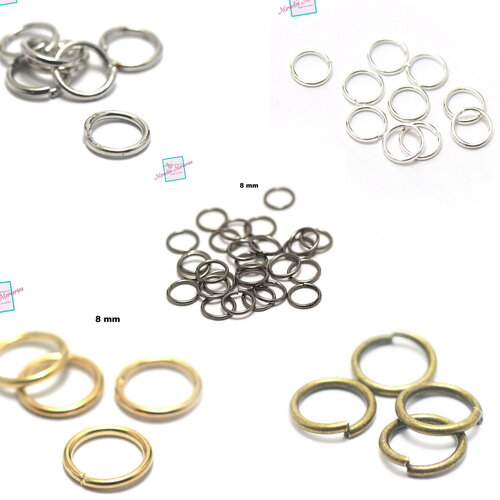 100 anneaux brisés de jonction 8 mm, les couleurs au choix