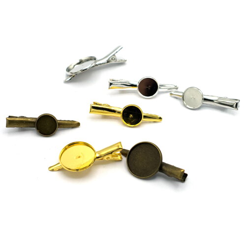 10 pince crocodile/épingles à cheveux support cabochon 20 mm, argenté clair/doré/bronze