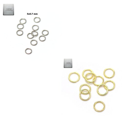 Acier inox: 50 anneaux brisés en acier inoxydable doré 5x0,7 mm, steel stainless
