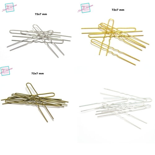 4-10 pics/piques à cheveux/chignon double vague, deux tailles aux choix,  argenté/argenté clair/ doré/bronze