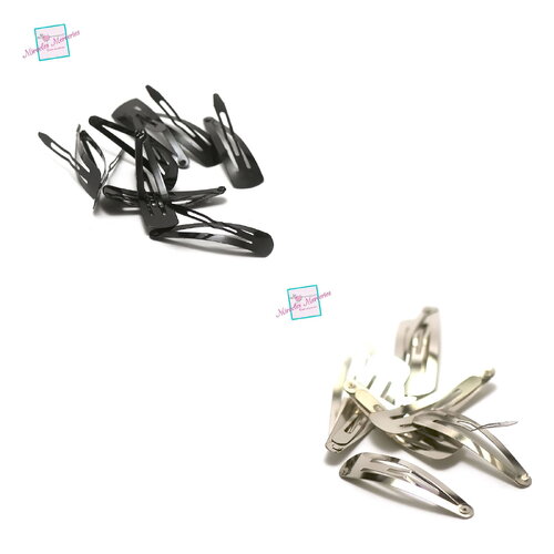 10 barrettes simples pour cheveux ,noir / argenté