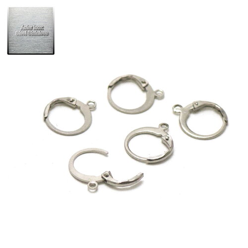 Acier inox: 10 crochets dormeuses "rond" pour boucle d'oreille, 12 mm