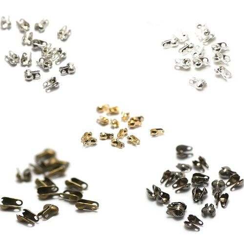 100 caches nœuds fermeture latéral 3,5 mm , argenté clair/doré/bronze/gun-métal/ argenté