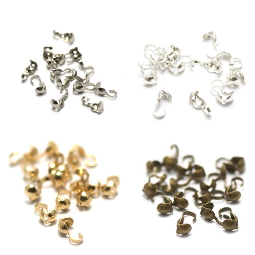 100 caches nœuds 3,5 mm ,argenté/ argenté clair/ doré/ bronze