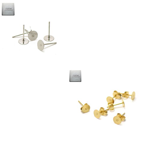 Acier inox: 20 acier ou 10 acier doré supports plats puces d'oreille