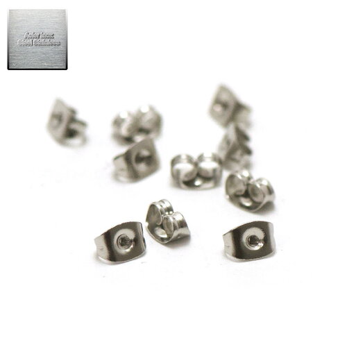 Acier inox: 50 poussoirs/stoppeurs "papillon" 5x4 mm, steel stainless