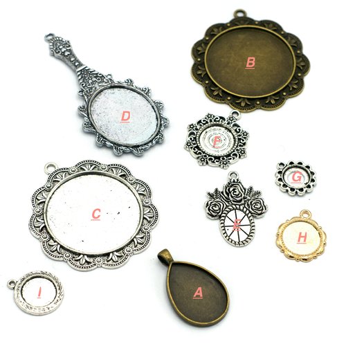 2-10 pendentifs pour cabochon argenté/bronze