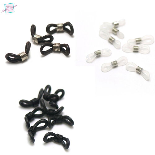 50 attaches pour chaine de lunette, noir argenté/blanc argenté