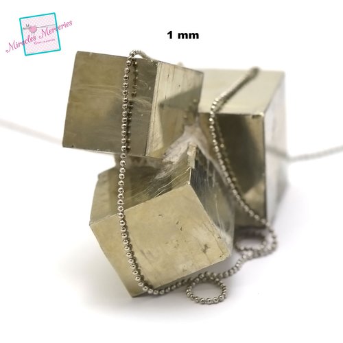 1 m de chaîne "bille facettée 1 mm3, couleurs aux choix
