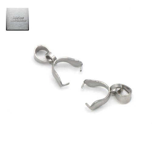 Acier inox: 10 bélière à pince "lisse" 15x10x3 mm 002, steel stainless