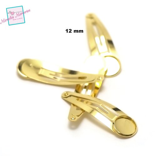 10 barrettes à cheveux support cabochon 12 mm doré