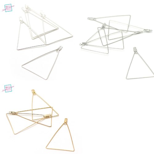 10 créoles "triangle" 40x25 mm ,argenté /doré; 48 x 31 mm, argenté clair