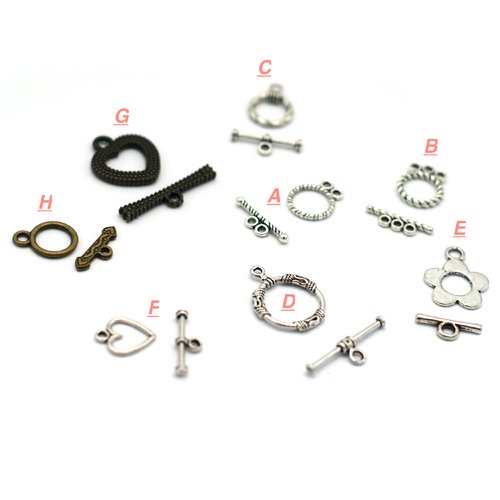 4-10 sets fermoirs toogles, divers modèles