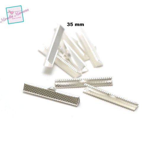 20 embouts griffes serre ruban 35 mm, argenté clair /doré