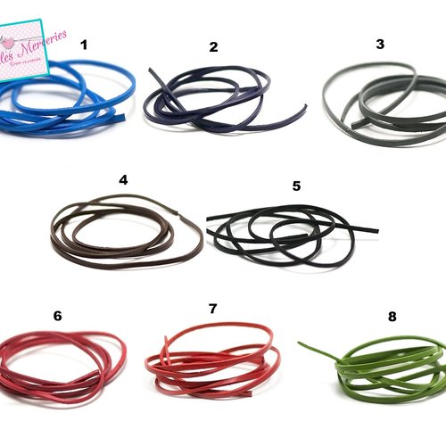 1 m de cordon lanière cuir véritable 3x2 mm