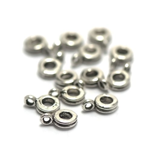 20 bélières "cerclé"9x6x2 mm, argenté