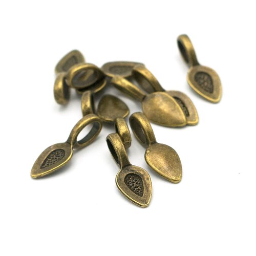 20 bélières à coller "goutte" 21x8 mm, bronze