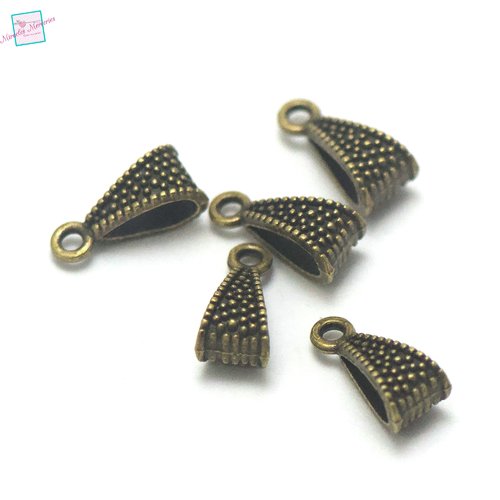 20 bélières "triangle granulé" 16x7x7 mm, bronze