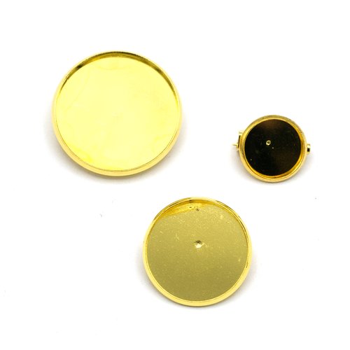 Lot de support cabochon broche, doré